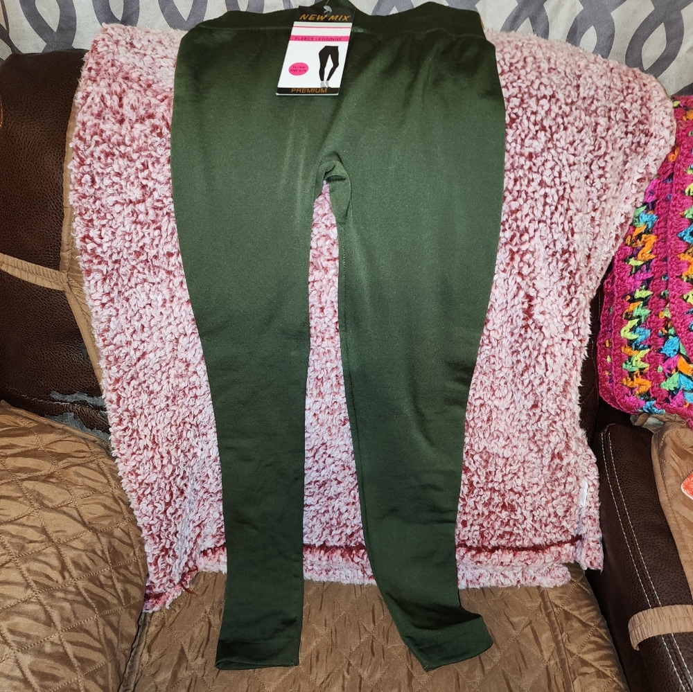 Green Fleece leggings